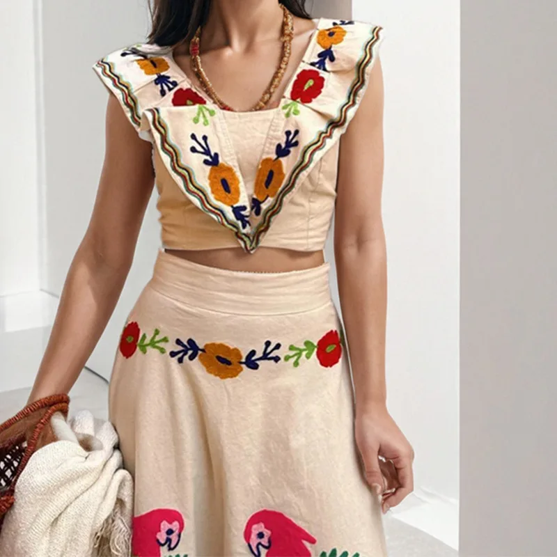 

Новое поступление Moroder 2026: повседневная футболка с короткими рукавами и принтом в европейском и американском стиле, комплект макси-юбки с высокой талией для женщин