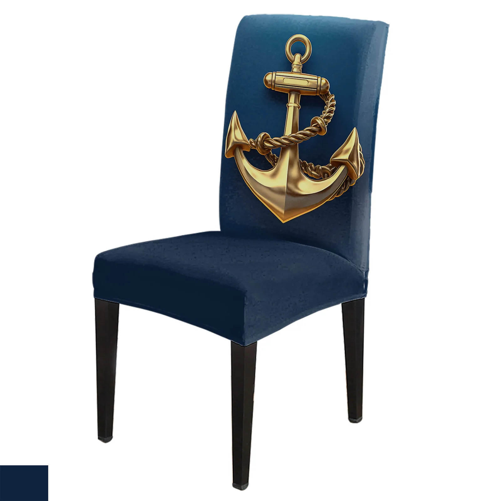 Anchor Gradient Stretch Chair Cover Kitchen Dining Chair Slipcovers Banquet Hotel Elastic Seat Chair Covers