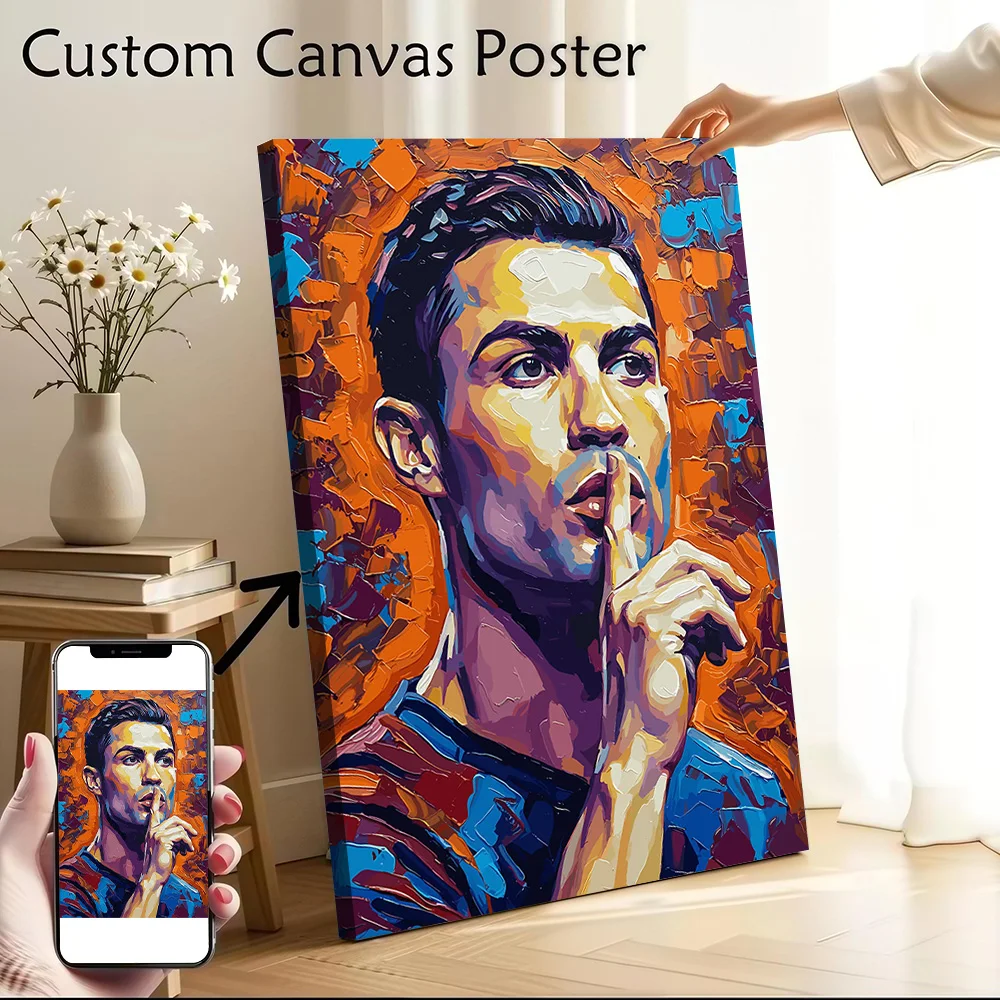 Cristiano Ronaldo Pop Art Portrait Printed Canvas Poster Personalized High Quality Wall Art Paintings for Wand Deko Decor Luxury
