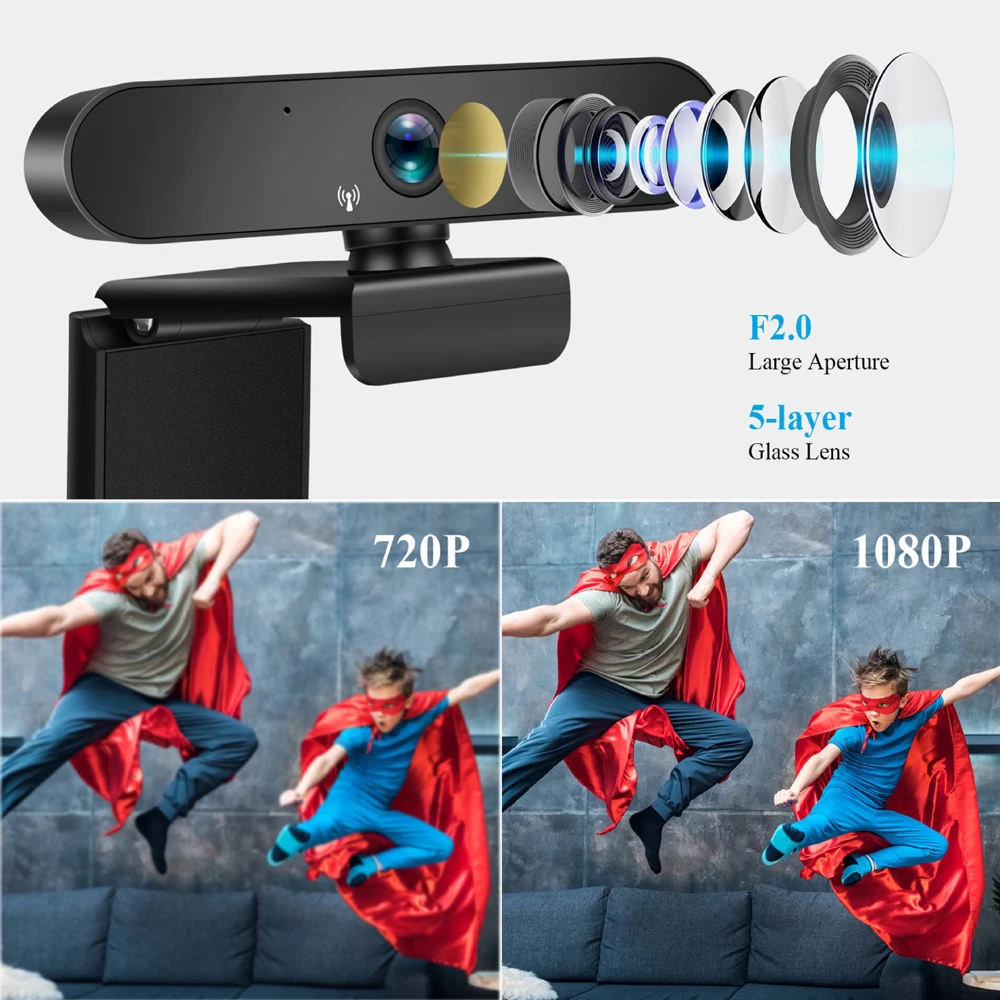1080P USB WebCamera with Microphone HD Webcam Full HD Computer Rotatable Cameras for Live Broadcast Video Calling ConferenceWork