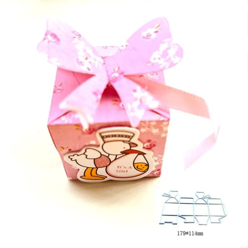 KX4B 3D Bowknot Candy Box Box خياطة القطع المعدنية يموت استنسل DIY طي مصنوعة يدويًا للحالة