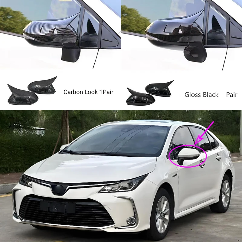 For Toyota Corolla /Levin 2019-2024 Rearview Side Mirror Cover Wing Cap Exterior Door Rear View Case Trim Carbon Fiber