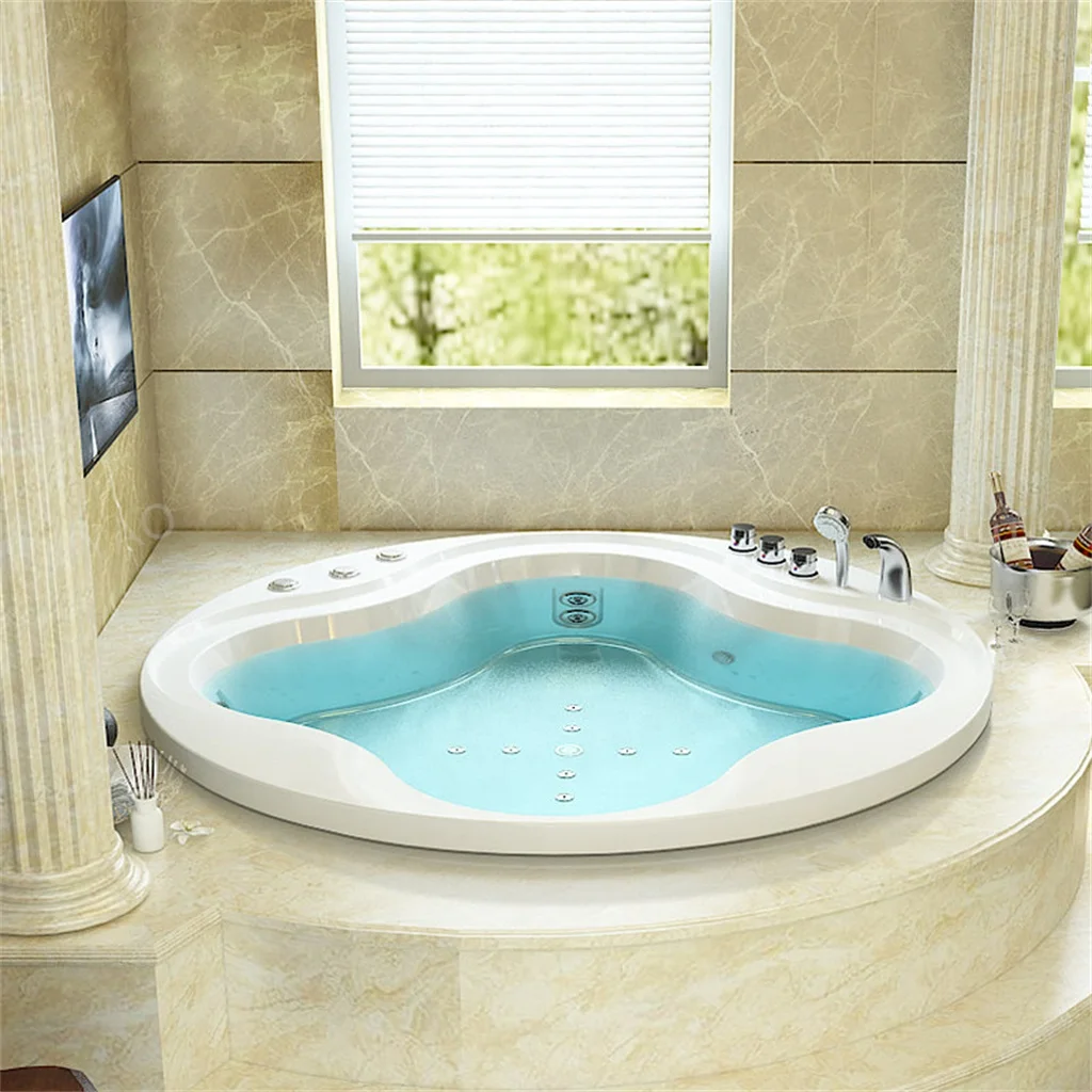 White Medicine 4 Person Deluxe Acrylic Hot Tub Outdoor Bath Spa Jacuzzi with Electric Jacuzzi Air Pump