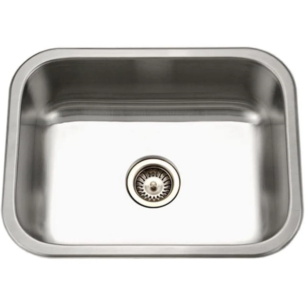

Houzer Elite Stainless Steel Kitchen Sink: 24 Inch Undermount Single Bowl Sink with Strainer, Satin Finish, Durable & Versatile,