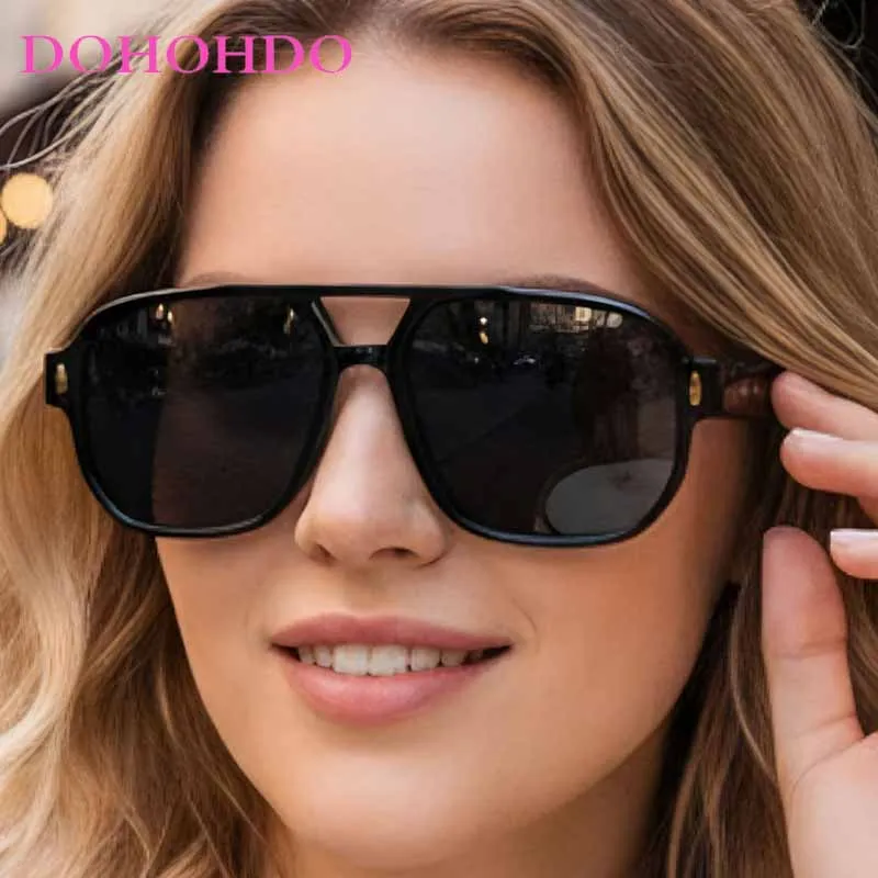 

Trend Classic Retro Twin Bridge Pilot Rice Nail Women Sunglasses Fashion Designer Men Shades Outdoor Driving Sunglass Male UV400