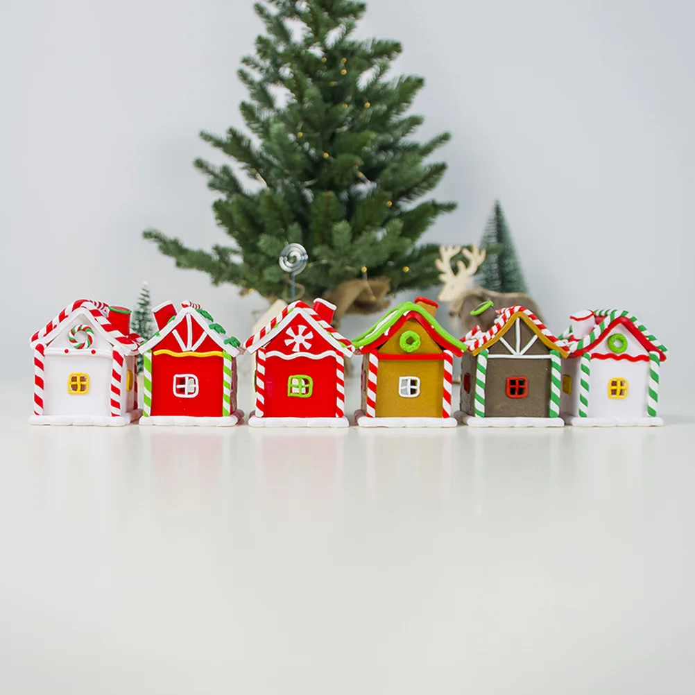 

Small House Decor Christmas Theme Polymer Clay Mini Cabin Ornament For Holiday Party Kids Gift Home Decoration