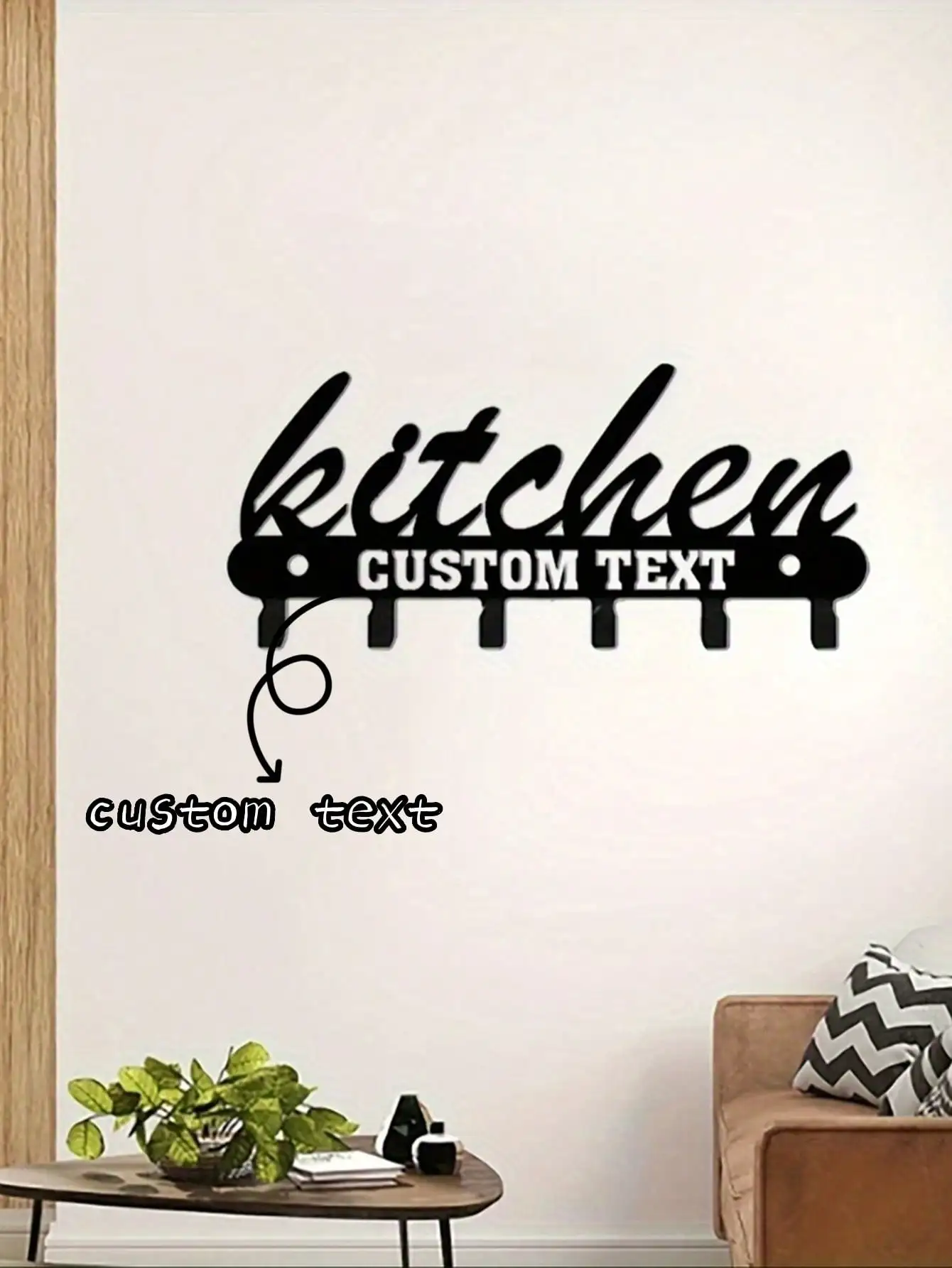 

Custom Wall Mounted Key Holder with Hooks Entryway Organizer Rustic Wooden Storage Rack for Home Kitchen Bathroom