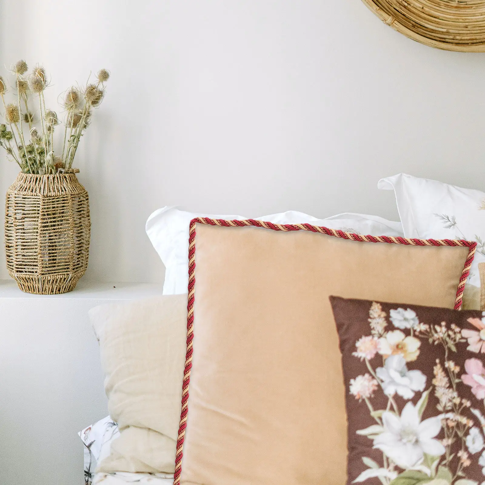 

Heavy Duty 4 Braid Rope for Sofa Pillow Edging - Soft Touch Trim Cord for DIY Decor, Embellishment Craft Accessory