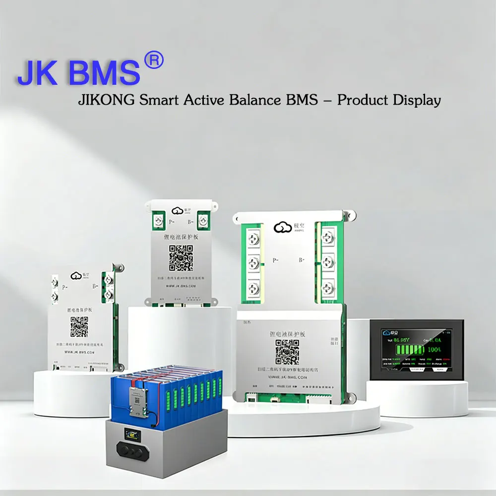 JK Smart BMS Active Balance 8S 300A 24V with LCD Display V19 LiFePO4 Li-ion Solar Energy Storage RV With Installation Kit
