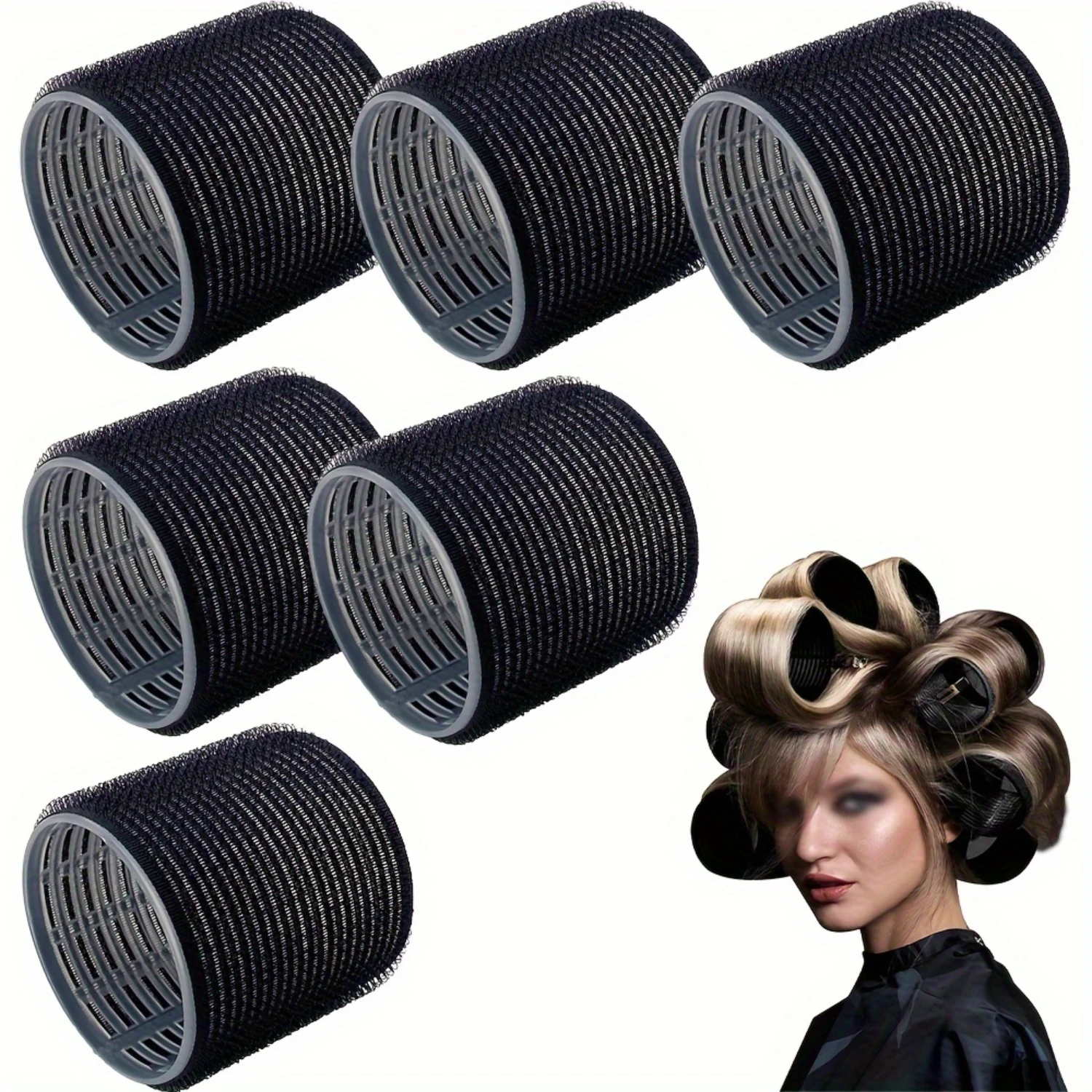 Juego de rizadores de pelo sin calor, 6 rodillos autoadhesivos para rizos hinchables y sin daños, herramienta de peluquería DIY sin esfuerzo para todo el cabello Ty