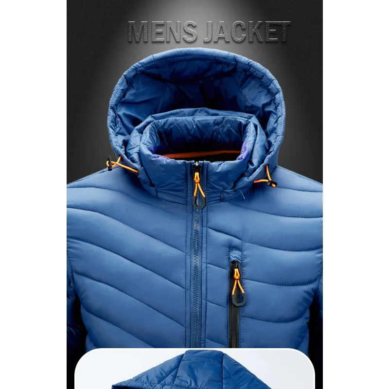 Autumn and Winter Cotton-padded Clothes Men's Casual and Light Men's Jackets Hooded and Detachable Large-size Cotton Clothes Men