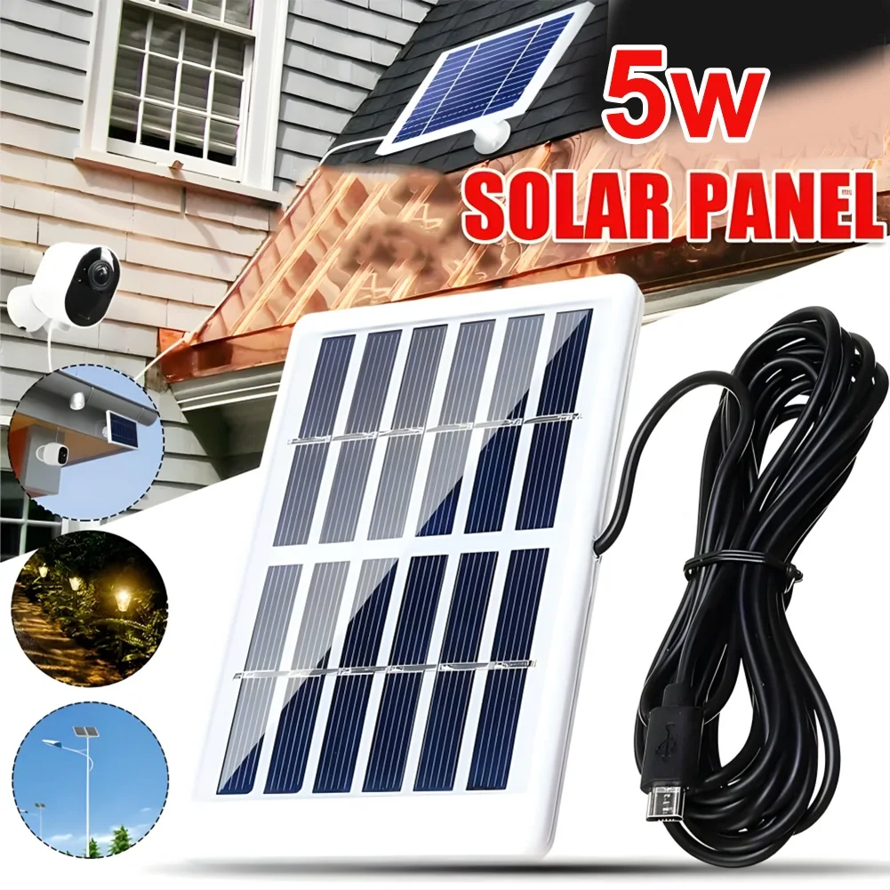 

Compact Solar Panel 5W 6V Solar Panel 3-meter DC Cable Efficient Charging Multiple Charging Options For Batteries