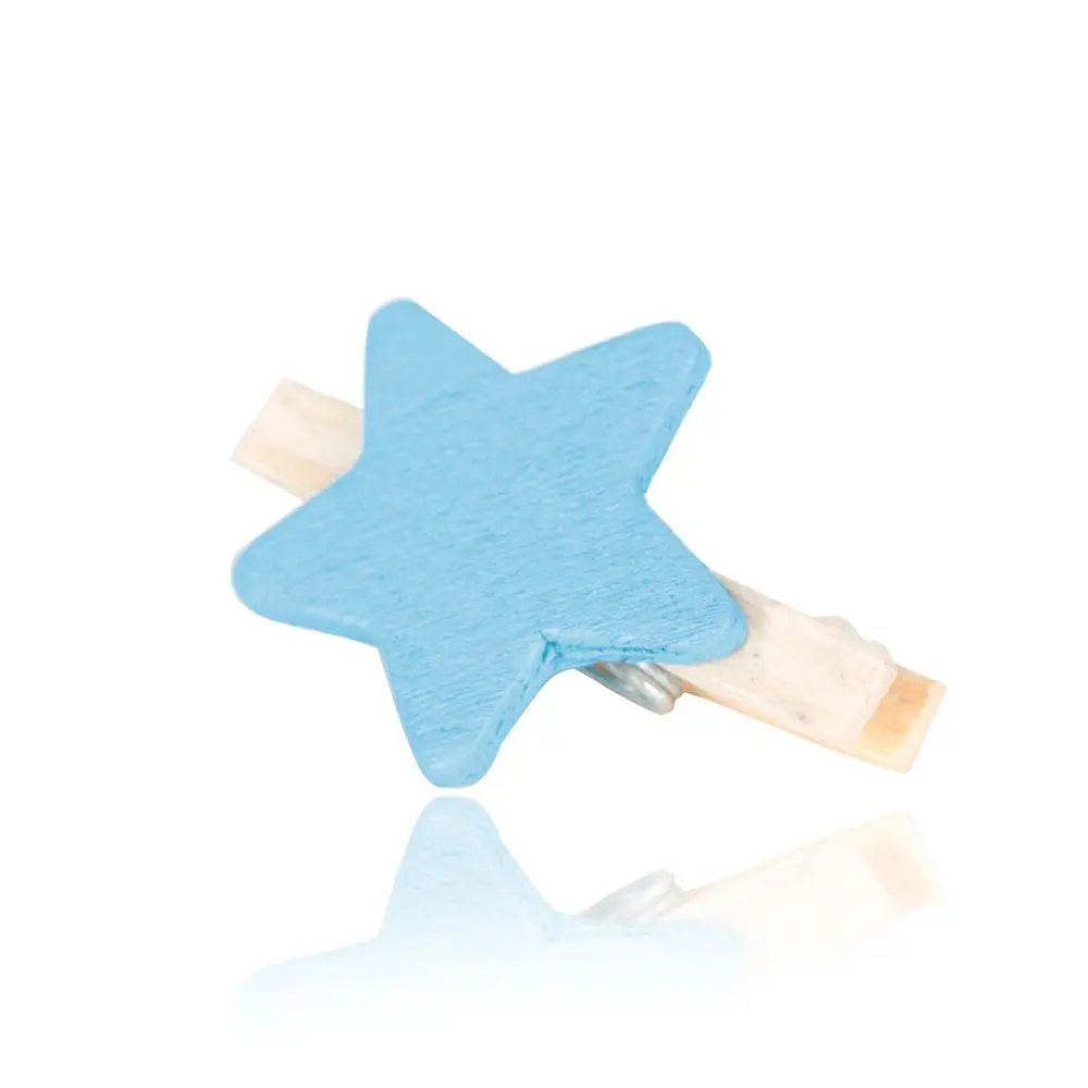 Mini Colorido Estrela De Madeira Craft Clips, Cartão, Foto, Papel, Peg, Prendedor de Roupa, 50Pcs