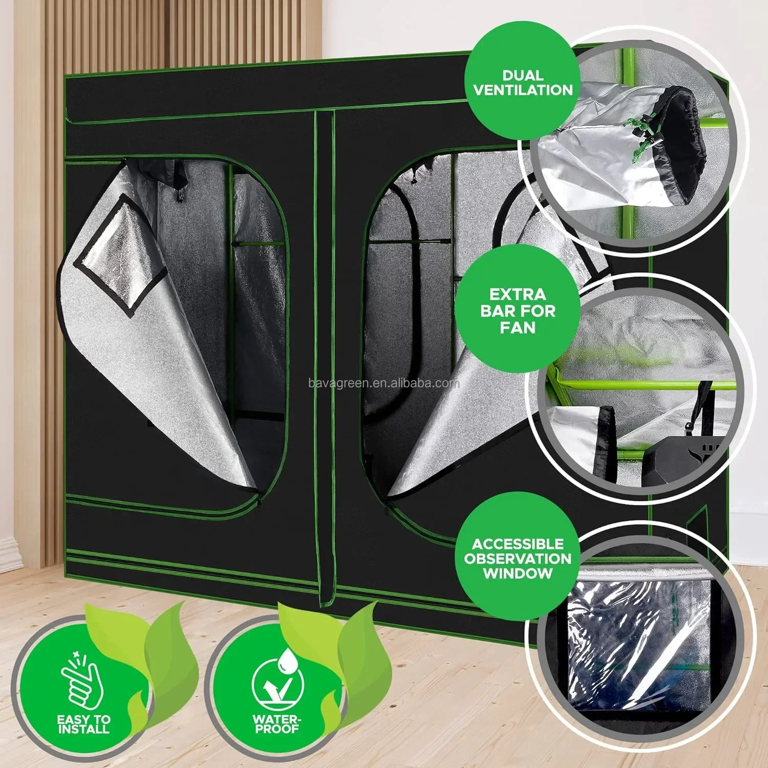 10ft Complete Reflective Hydroponic Grow Tent for Seedlings and Cloning Plants with Windows Tool Bag