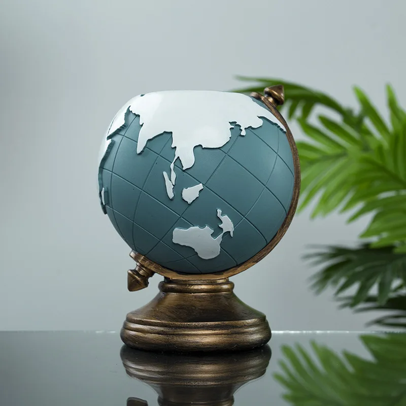 حامل أقلام كروية مبتكر منظم مكتب من الراتنج للمكتب والديكور المنزلي قلم جغرافي فريد من نوعه لتخزين القلم الرصاص