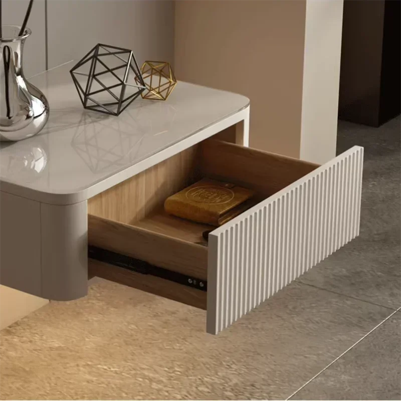 Design Bedside Table Floating Nightstand Storage Cabinet Wood Multifunctional Neat Bed Desk Living Room Designer Nightstands