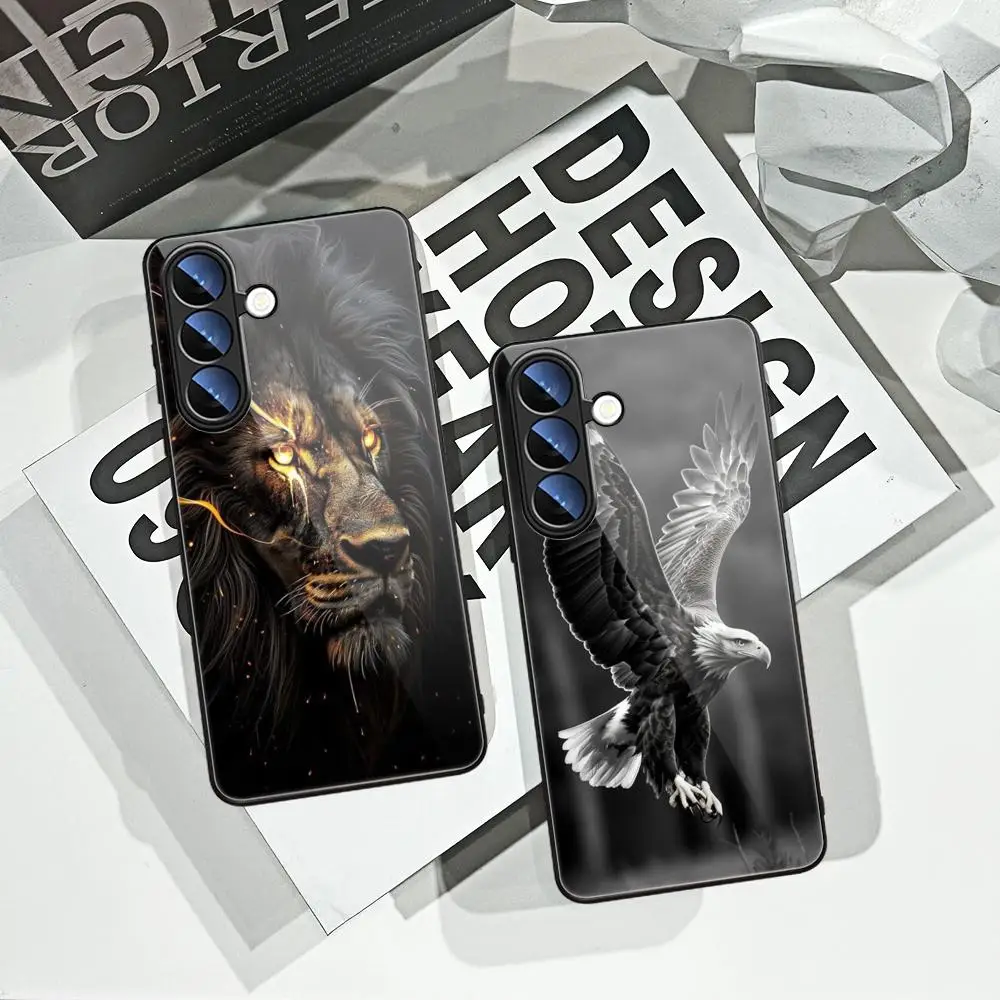 

Dark Lion Head Pattern Tempered Glass Phone Case For Case For Samsung Galaxy S26 Edge S25 S24 S23 S22 Ultra S21 S20 FE 5G S10