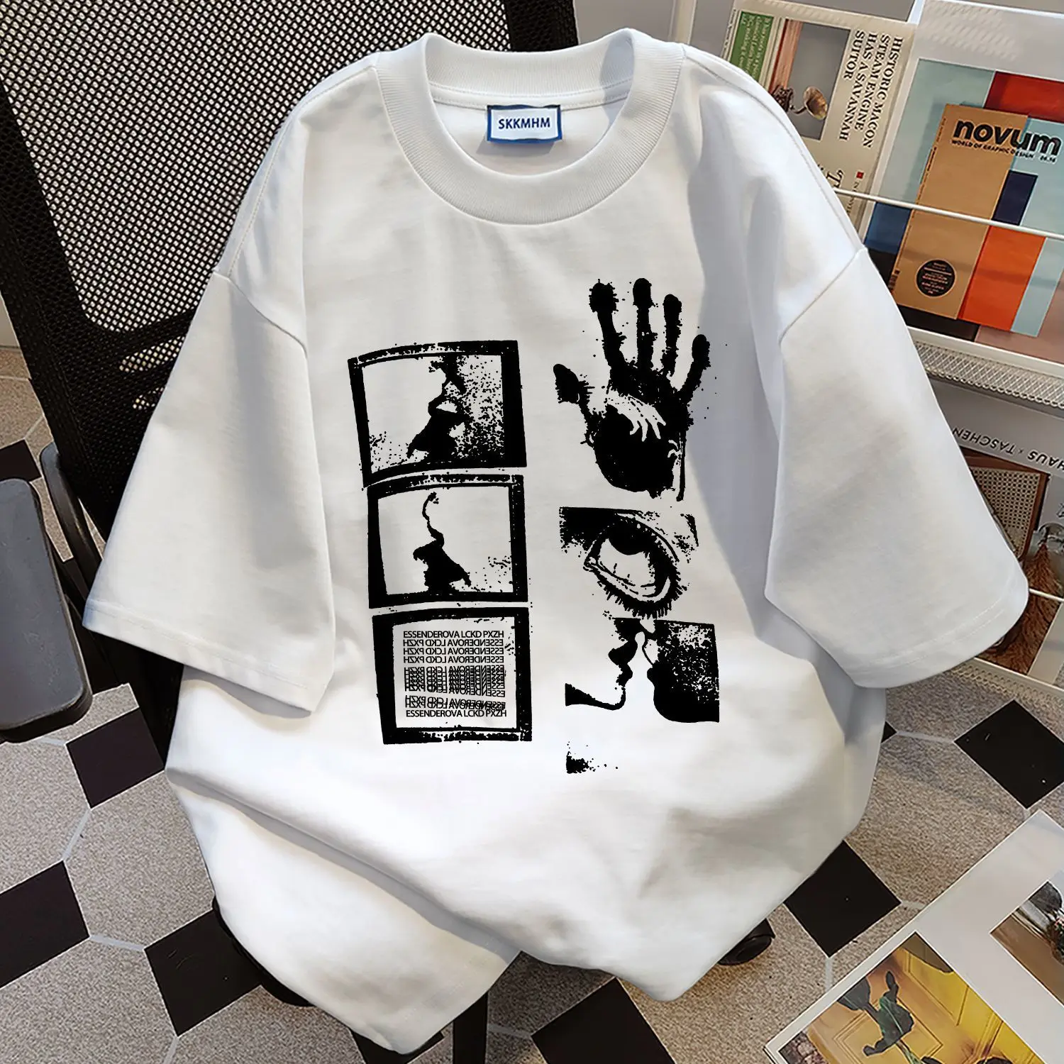 

Summer Street Trendy Personalized Letter Printed Round Neck Short Sleeve Couple Hip Hop Loose Retro Casual T-shirt Top harajuku