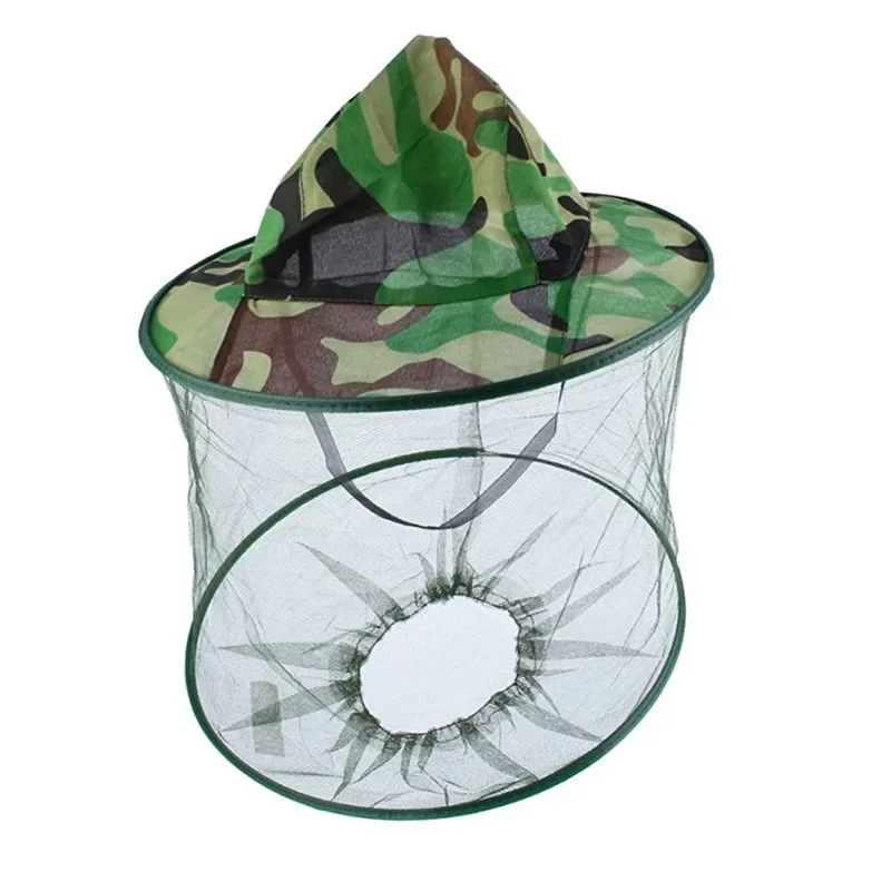 1pc Camouflage Beekeeper Beekeeping Cap Hat with Head Net Mesh Face Protection Outdoor Fishing Equipment Beekeeping Supplies