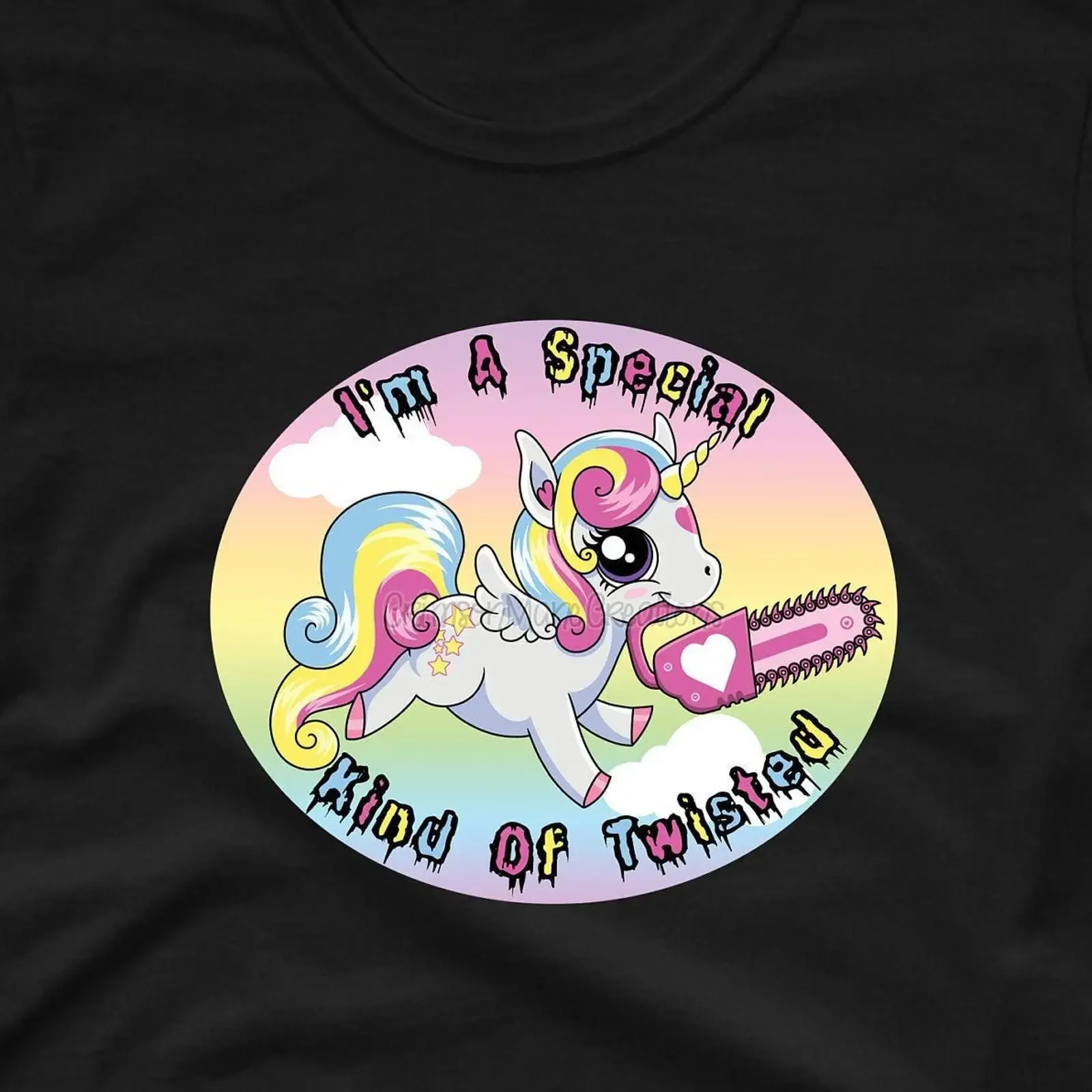 Unicorn Twisted Cotton T Shirt Murder MLP Parody Hand Drawn Unique Design Kids Ladies Mens vintage Washed graphic Unisex Casual