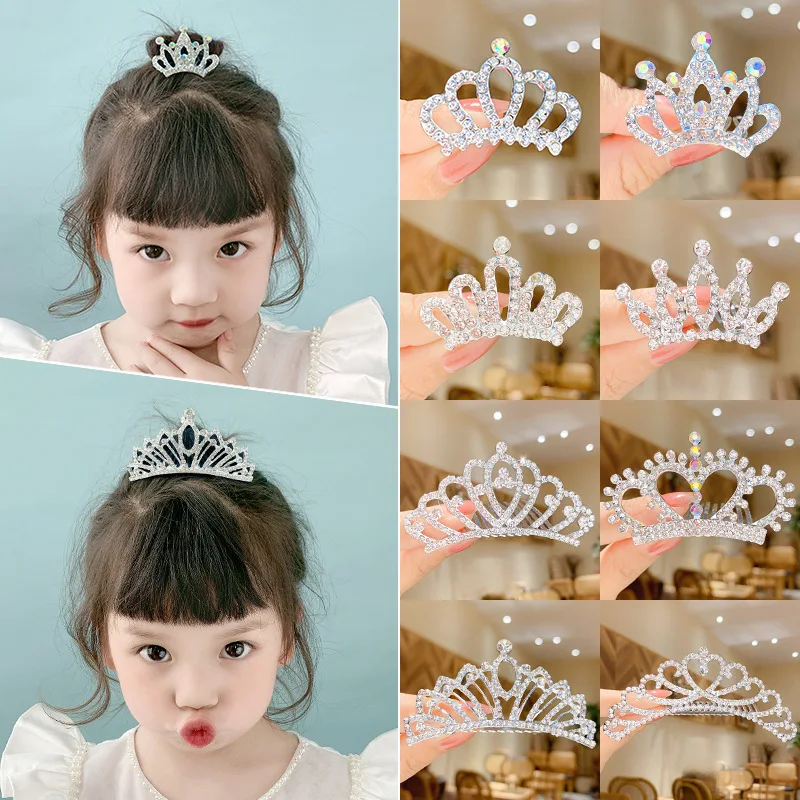 Korona dziecięca Tiara Dziewczyna Korona Księżniczka Dziecko Rhinestone Wkładka Grzebień Spinka do włosów Koreańskie spinki do włosów Akcesoria do włosów na urodziny