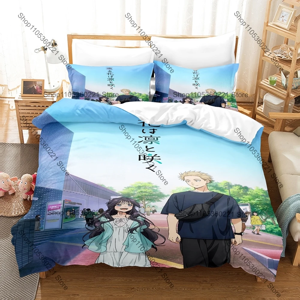 Kaoru Hana wa Rin to Saku Bedding Set Duvet Cover + 2 Pillowcases Anime Print Bed Linen Soft Polyester Bedroom Decor For Anime