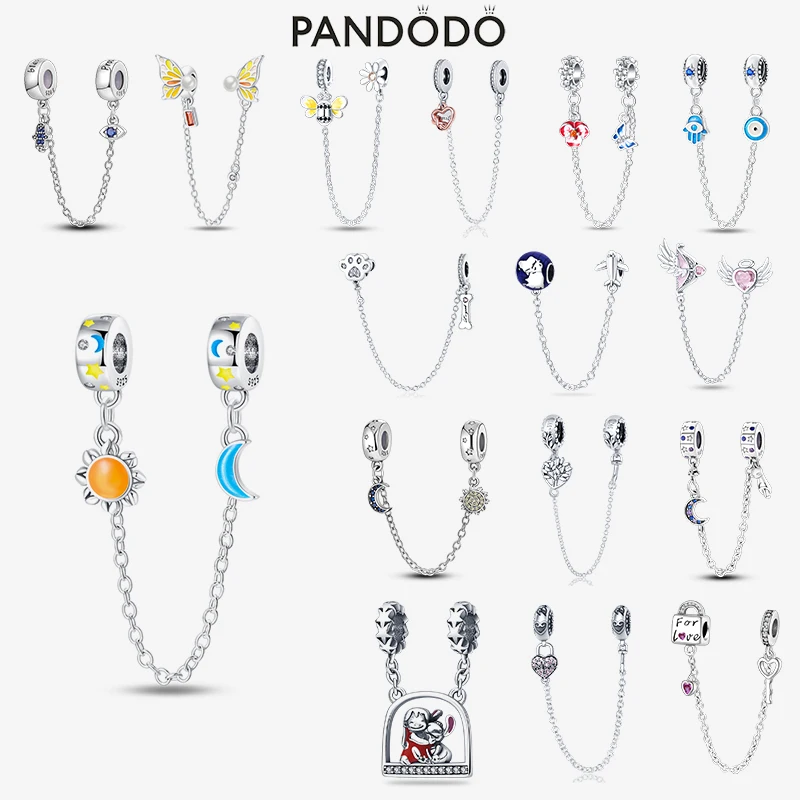 Fit Pandora 925 gelang asli rantai pengaman seri pesona untuk wanita perhiasan DIY manik-manik barang baru