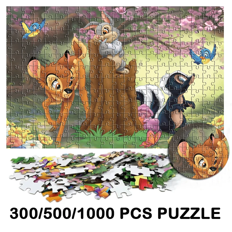 

300/500/1000 PCS Disney Bambi Puzzle Cartoon Cute Animals Adult Children Jigsaw Puzzle Educationsl Toys DIY Decompression Toys