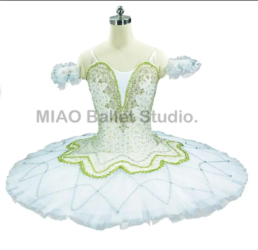 

Female white gold ballet tutu dress for fairy doll Professional Ballet Pancake Tutu dress classical girls ballet dance wear 0014