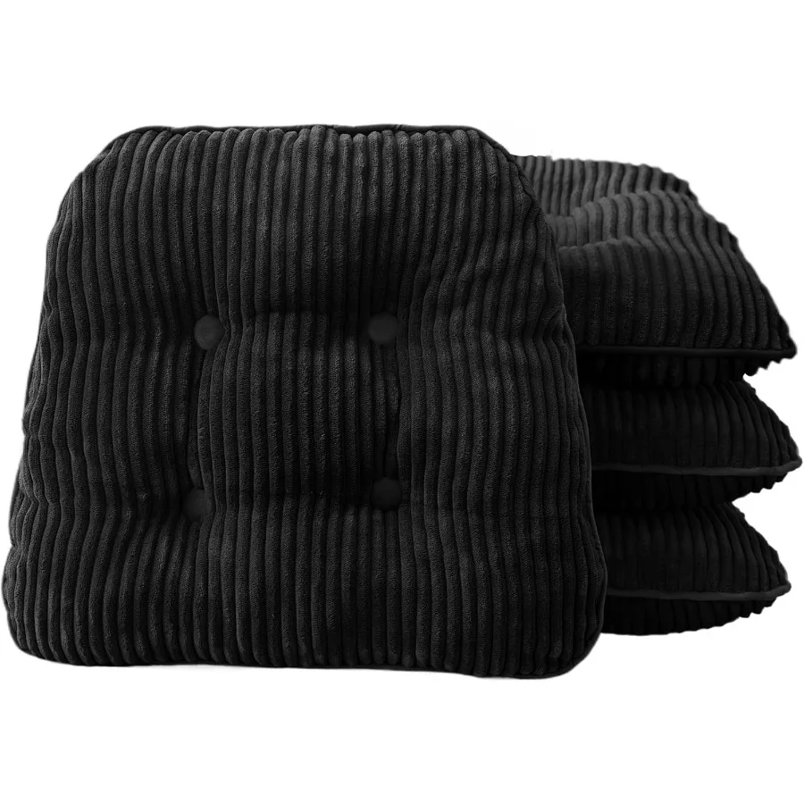 

DShaped Home Chair Pad Cushion with Tufted Corduroy Cover 2.5 Inch Thick Supportive Cushion Overstuffed Chair Cushion Set of 4