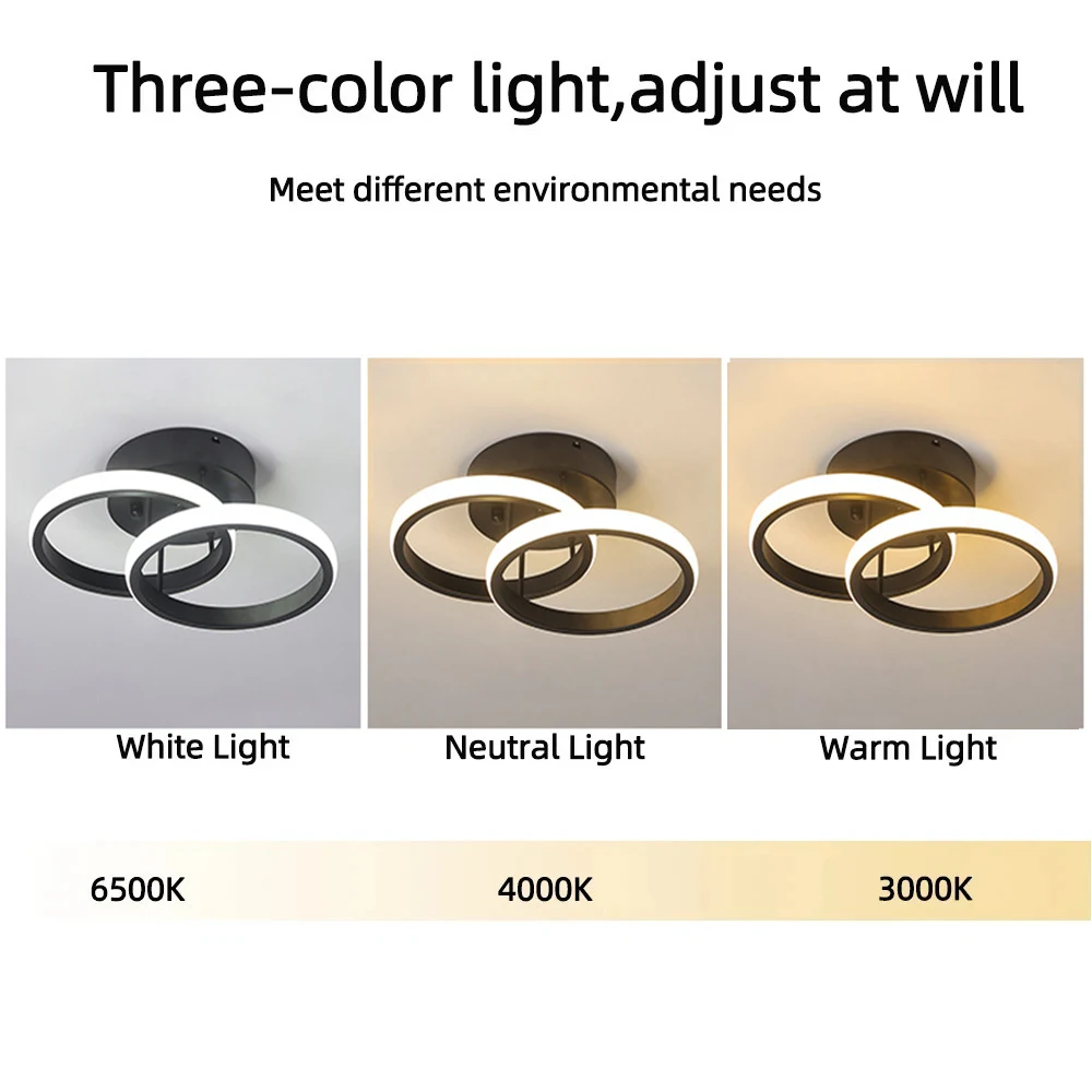 Modern LED Ceiling Light 2 Rings Creative Design Ceiling Lamp Indoor Lighting Fixtures Hallway Balcony Aisle Office Lustre