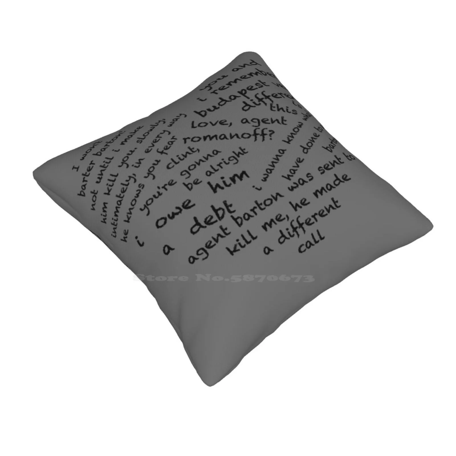 Quotes Of The Heart-Clintasha ( Black ) Funny Cute Decor Square Pillowcase Geek Fandom Ships Natasha Romanoff Hawkeye Clint