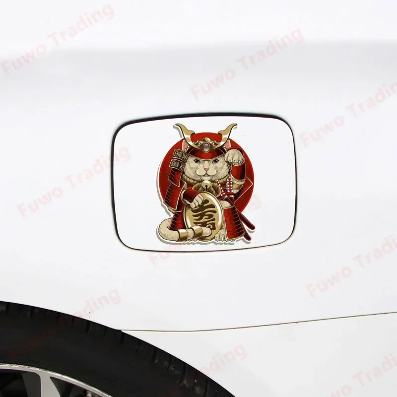 Japanese Samurai Cat Car Sticker Neko Kitty Decal Simple Fashion Caravan Window Motorcycle Bumper Trunk Laptop Decor Waterproof