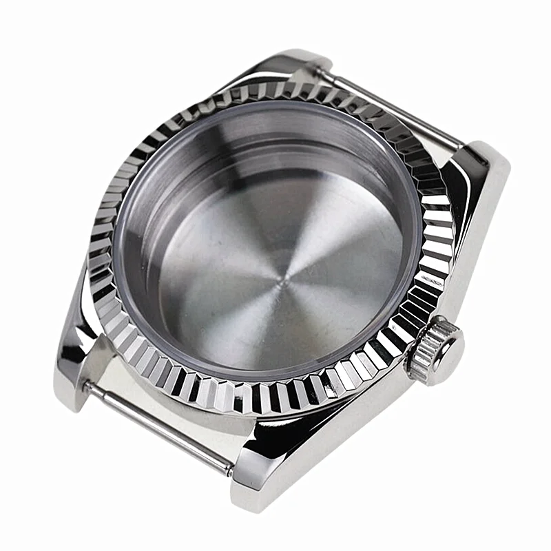 علبة ساعة مصقولة مع كريستال الياقوت ، أجزاء SKX Mod ، حركة ميكانيكية ، جودة عالية ، من من من من من من من من من من من من الخارج ، 36 ، 39 ، NH35 ، nh36