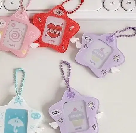 

Korean Style Hard Card Folder Brick Acrylic 1 Inch ID Photo Storage Display Pendant Keychain Ornaments