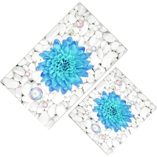 Cici Design White Stones Blue On Dahliya Closet Takımı-60x100-50x60