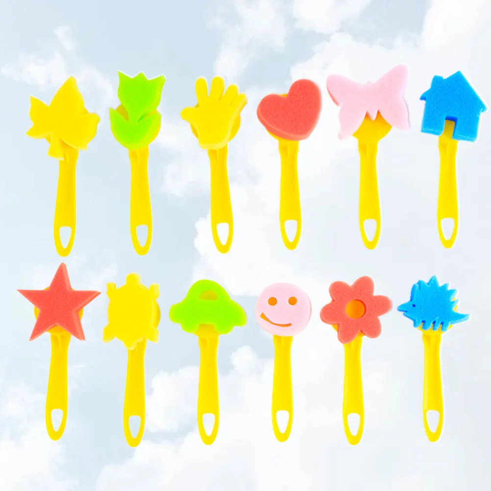 12PCS DIY Seal Toys Assorted Graffiti Hand Drawing Tools Fun Stamp Brush Educational Props Mixed Pattern