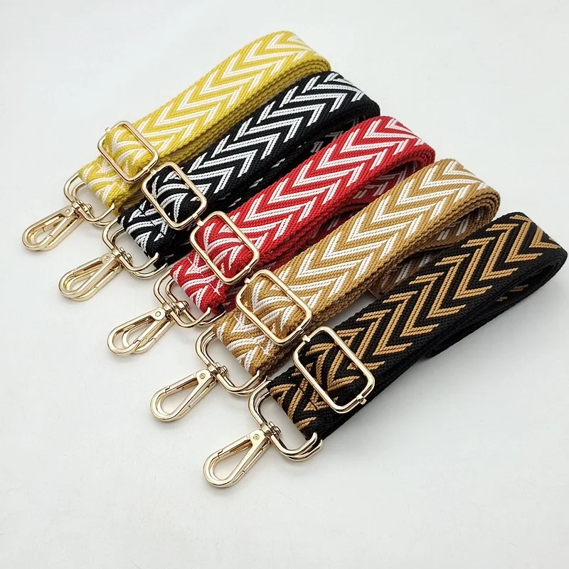 Fashion Striped Colored Webbing Adjustable Bag Accessories Single Shoulder Oblique Span Replacement Burden Reduction Bag Strap