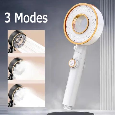 고압 샤워 헤드 3 가지 모드 조정 가능한 샤워 헤드 물 절약 원 키 중지 물 스프레이 샤워 꼭지 욕실 액세서리 Best5 고압 샤워 헤드 3 가지 모드 조정 가능한 샤워 헤드 물 절약 원 키 중지 물 스프레이 샤워 꼭지 욕실 액세서리 Best5