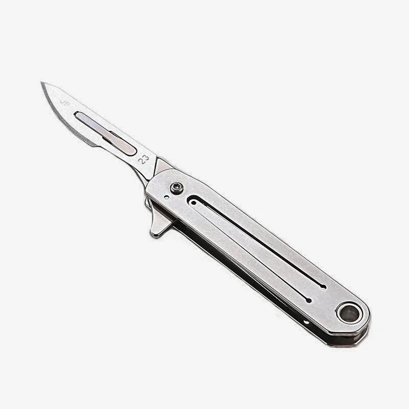 

EDC 23 # stainless steel scalpel pocket folding emergency lockable key chain 10 blades free for medical surgery titanium knife