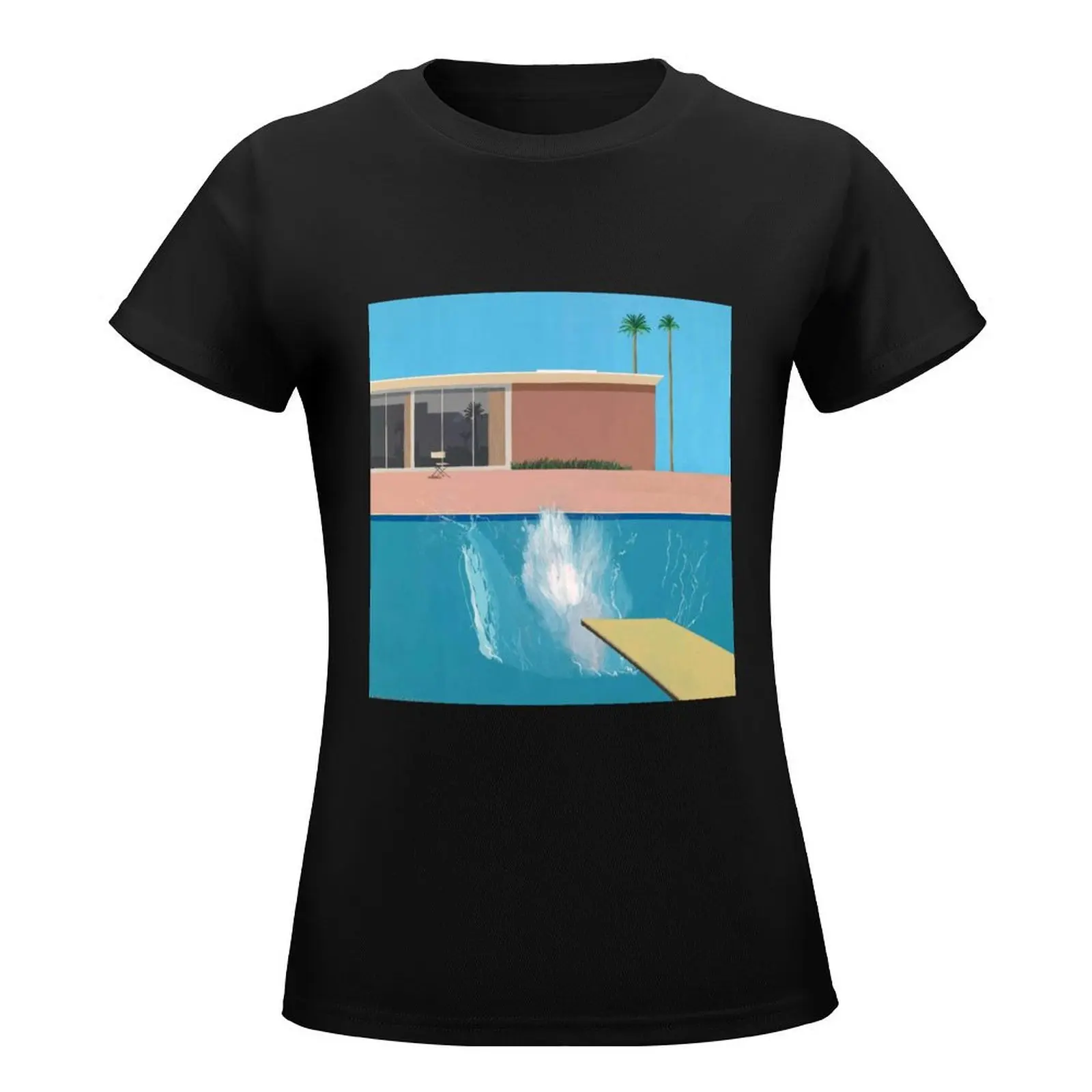 Art By David Hockney David Hockney Bigger Splash T-Shirt lady clothes oversized funny t shirts for Women