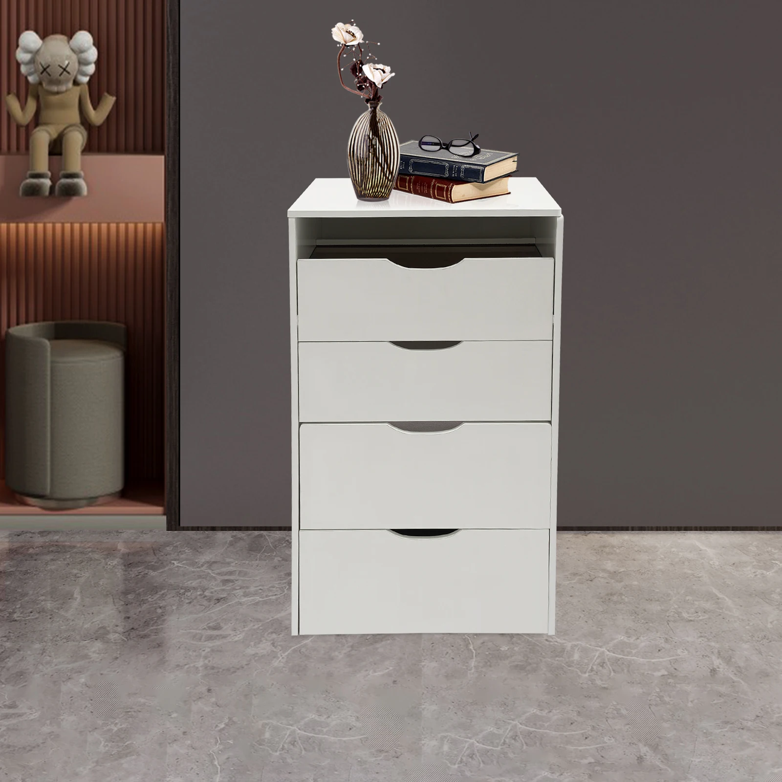 Makeup Vanity Table with 3 Drawers Dressing Table with Foldable Mirror Vanity Stool For Bedroom 40*48*80cm image 5