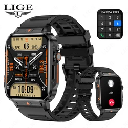 LIGE 1.95 Outdoor Military Smart Watch Men Bluetooth Call Smartwatch For Android IOS IP68 Waterproof Sports Fitness Watches Men