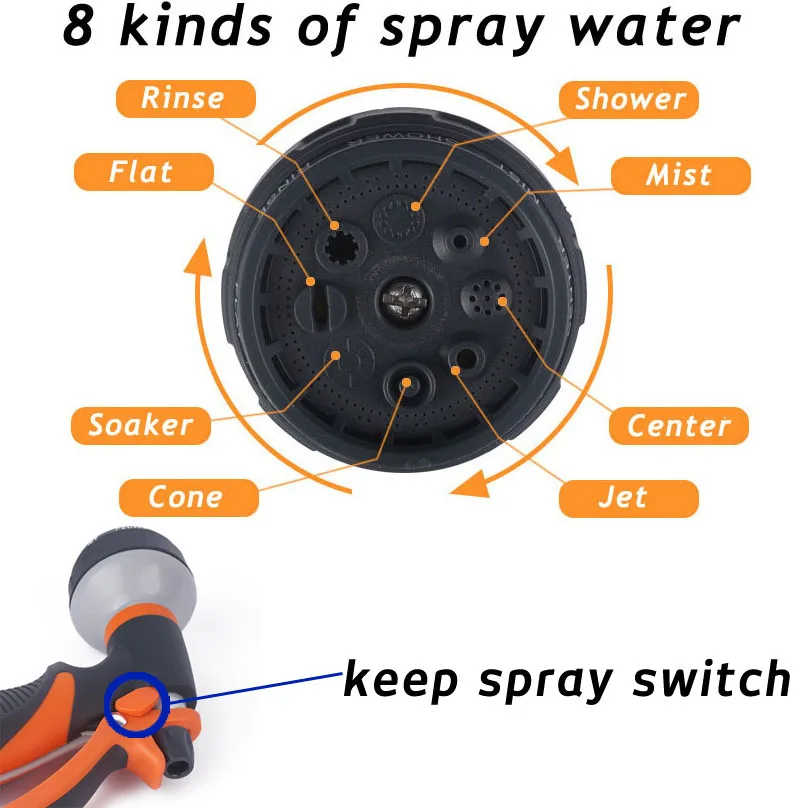 ارتفاع ضغط سقي بندقية ، 8 طرق ، حديقة رذاذ ، الري ، سقي فوهة ، النبات ، الحديقة ، ساحة ، الرش ، تنظيف البخاخ #5