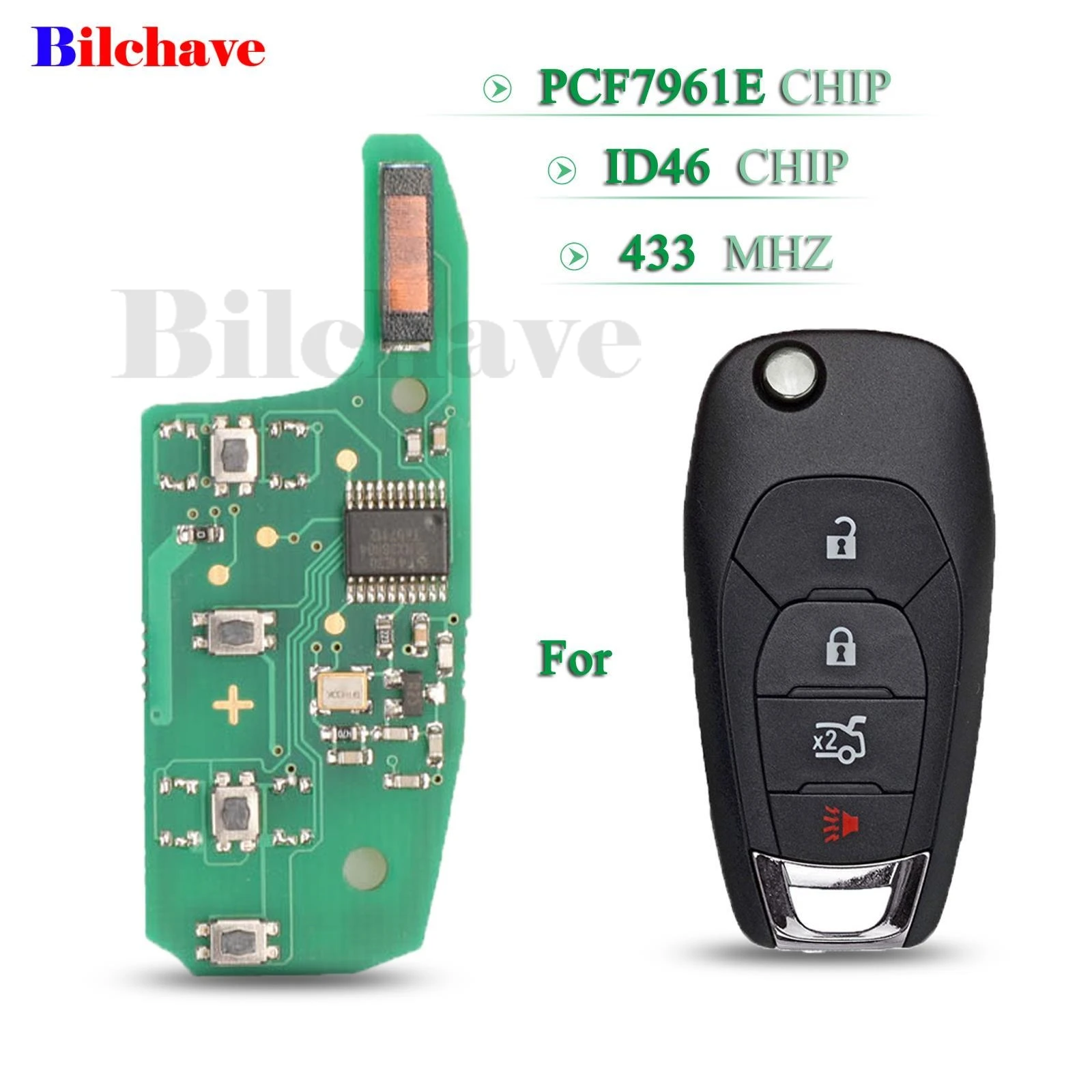 

jingyuqin For New Chevrolet Cruze FOB 2/3/4/ Buttons 433Mhz ID46 PCF7961E Chip Remote Smart Car Key Circuit Board