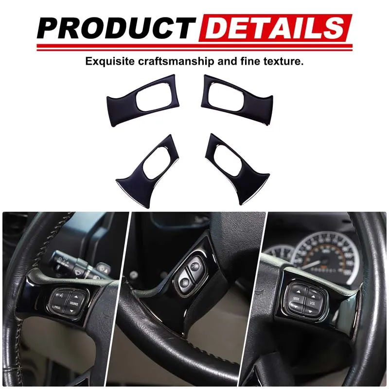 For Hummer H2 2003-2007 PVC material car steering wheel button frame decorative sticker interior modification accessories
