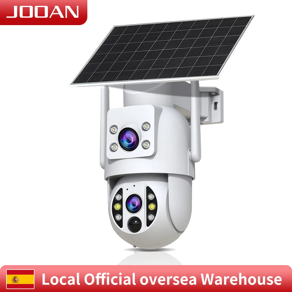Cámara de Seguridad Solar Inalámbrica JOOAN de 6MP, Detección Humana, Visión Nocturna en Color, Audio Bidireccional, WiFi, PTZ, Vigilancia