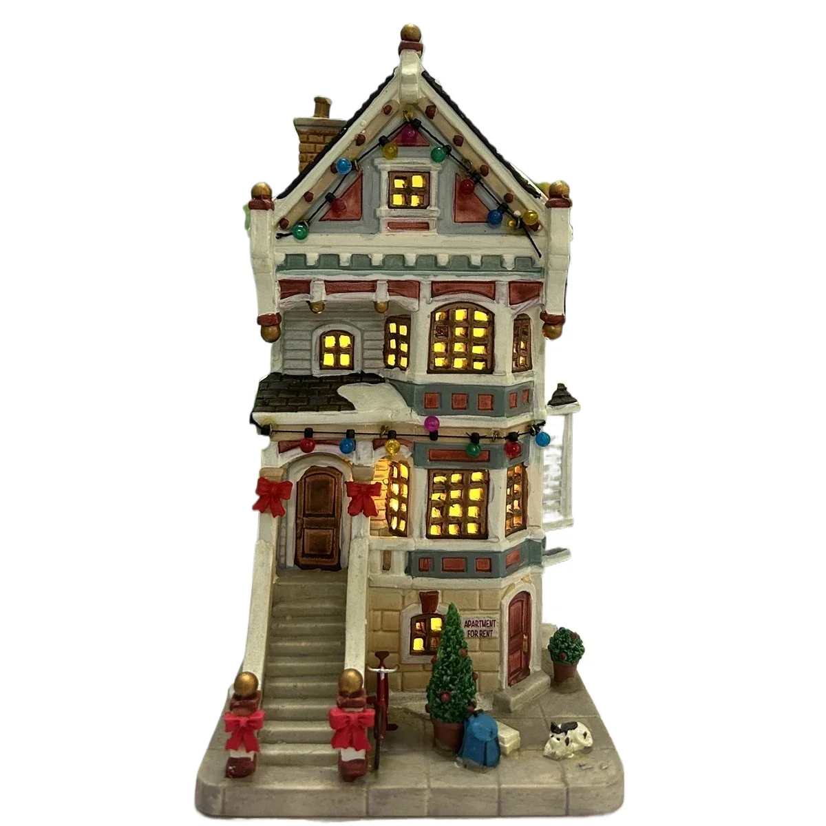 Lemax Creative Ceramic Painted Night Lamp House Miniature Version of European Building Home Furnishing Living Room Ornament Gift