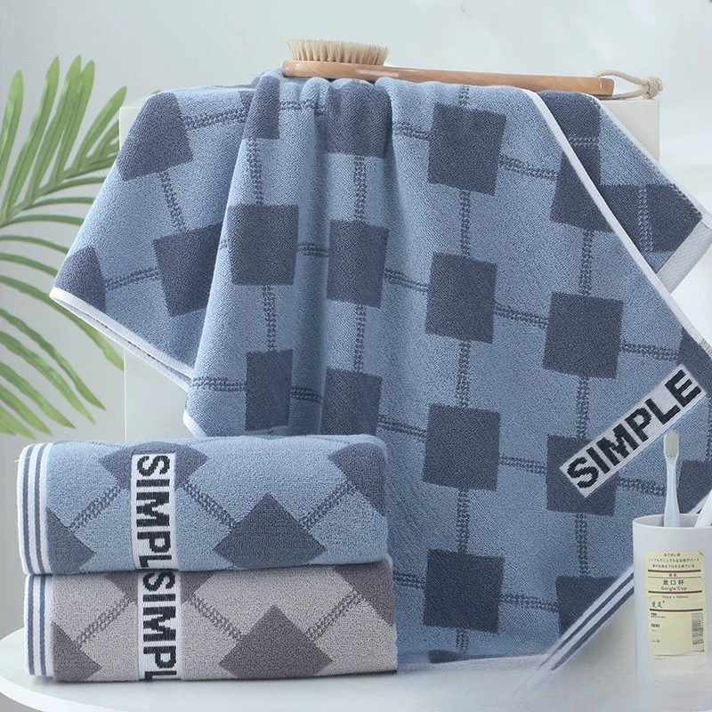 40 * 100cm Extended Cotton Sports and Fitness Towel with Deep Diamond Grid  Long Towel That Is Not Easy To Shed Hair or Fade