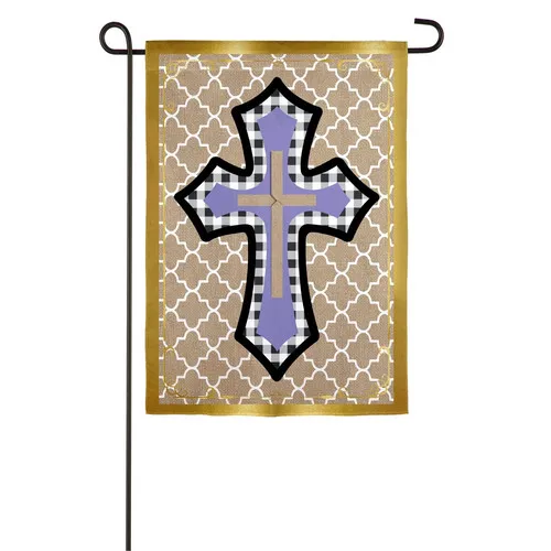 Spring Cross Garden Burlap Flag,14b9572bl HHJ LLG
